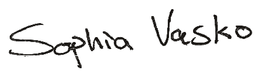 Sophia Vasko, written in her own hand.